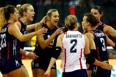 during day 4 of the FIVB Volleyball World Grand Prix on July 25, 2015 in Omaha, Nebraska.