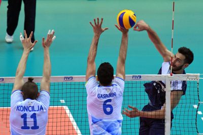 Rafail Koumentakis of Greece spikes