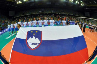 Slovenia during the national anthem