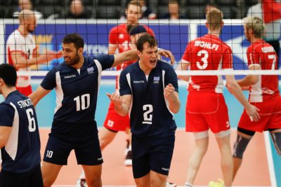 20170524 NED: 2018 FIVB Volleyball World Championship qualification, Koog aan de Zaan Andreas Andreadis (10) of Greece, Mittag Tzourits (2) of Greece ©2017-FotoHoogendoorn.nl / Pim Waslander