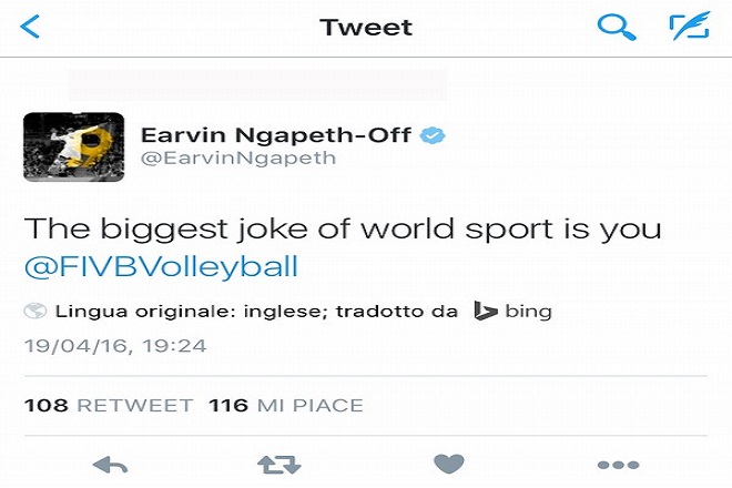 Ν’ Γκαπέ:  «FIVB είσαι το μεγαλύτερο ανέκδοτο των σπορ»!