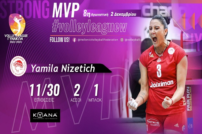 Η Γιαμίλα Νίζετιχ ΚΥΑΝΑ MVP & η Best Team της 8ης αγωνιστικής